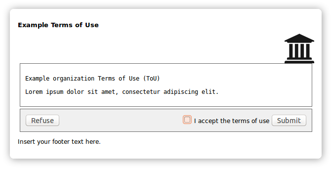 A single example Terms of Use text