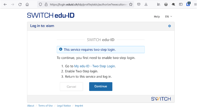 2-step login not configured