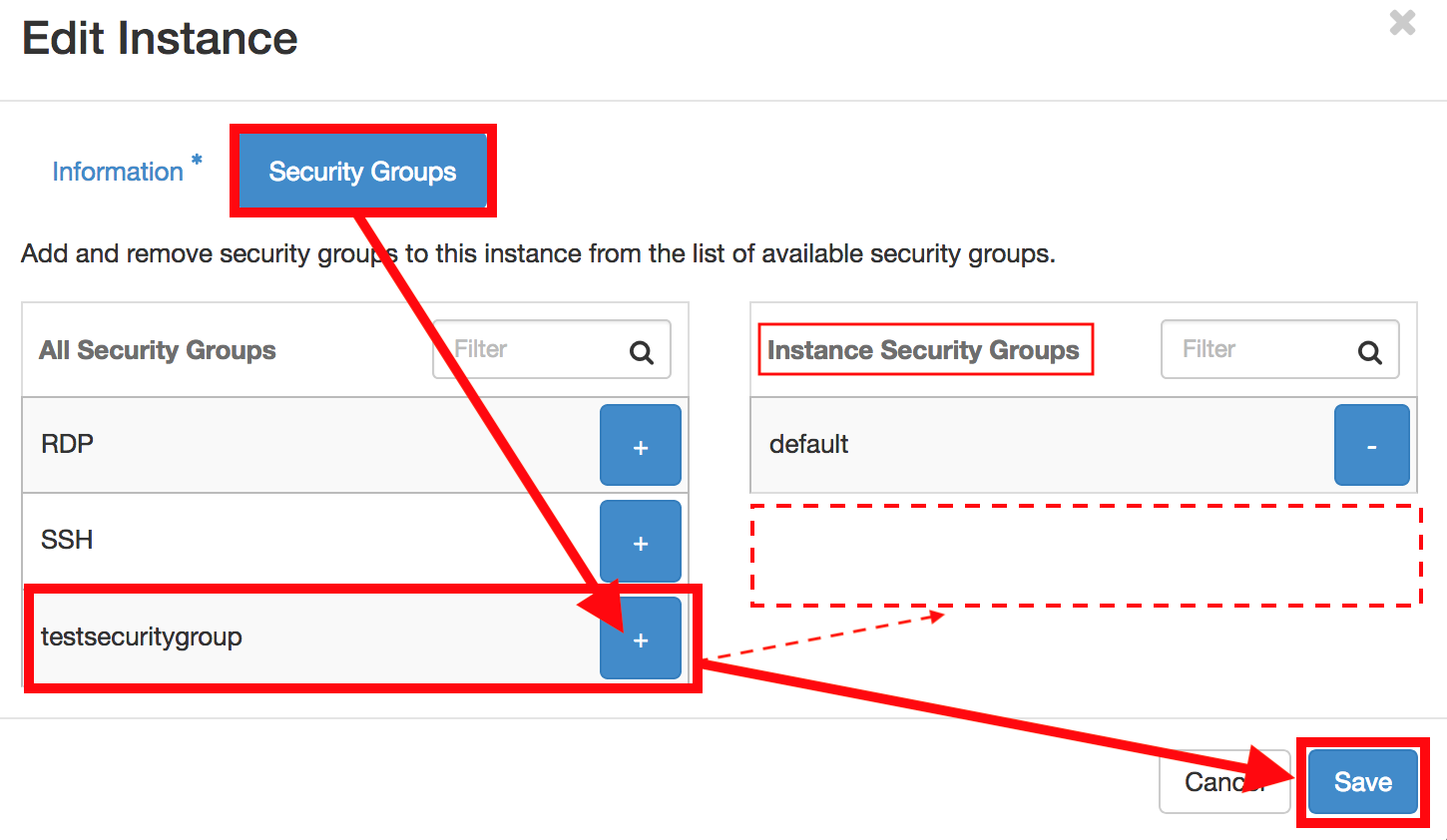 edit instance security groups