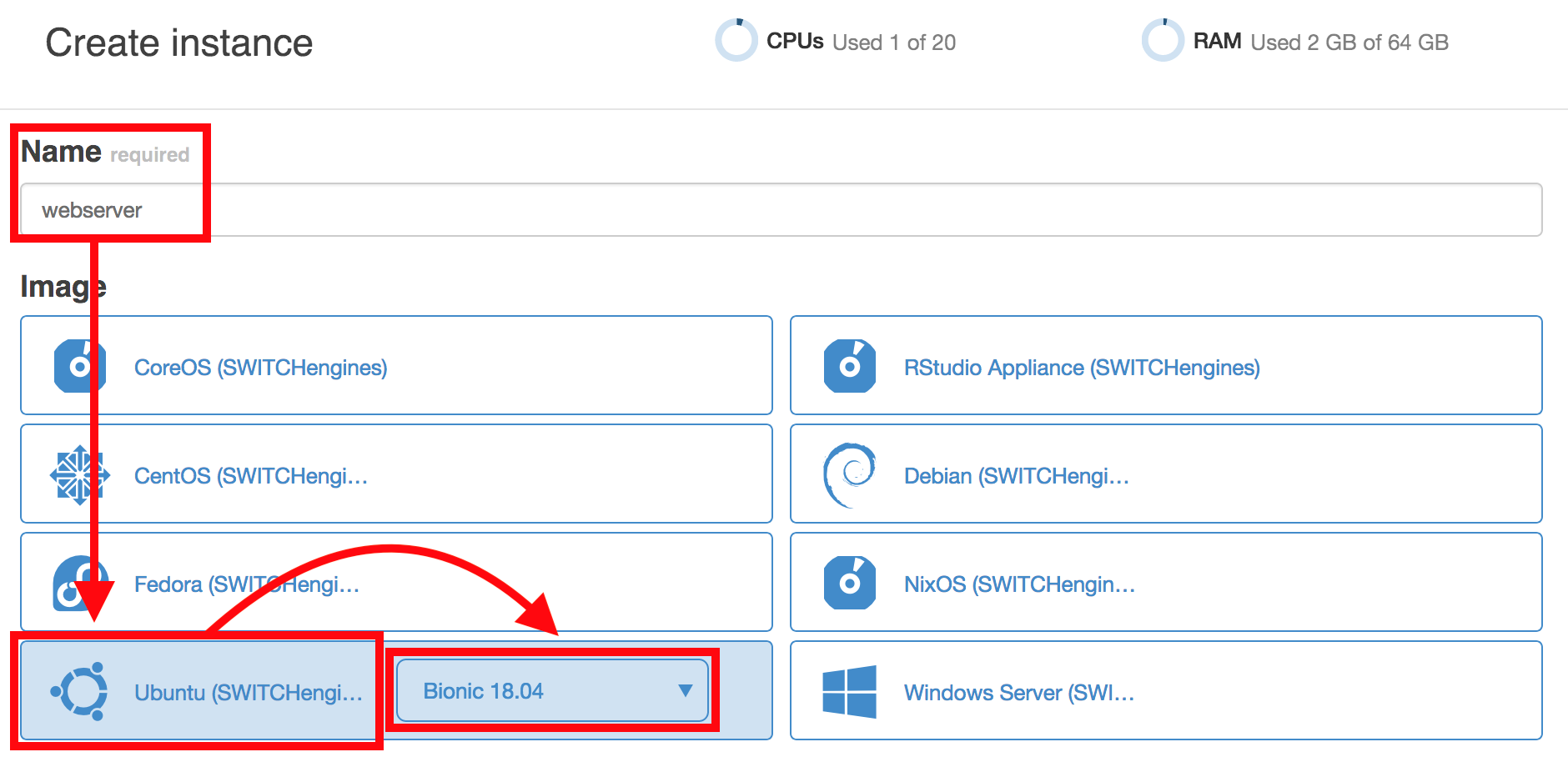 quickstart name and image