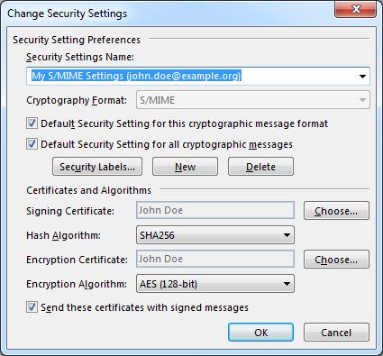 Outlook 2013 S/MIME configuration